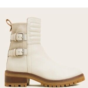 Gentle Souls Stone White Bradey Moto Buckle Boots Size 5
